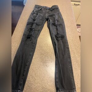 American Eagle Outfitters Black Distressed Skinny Jeans
